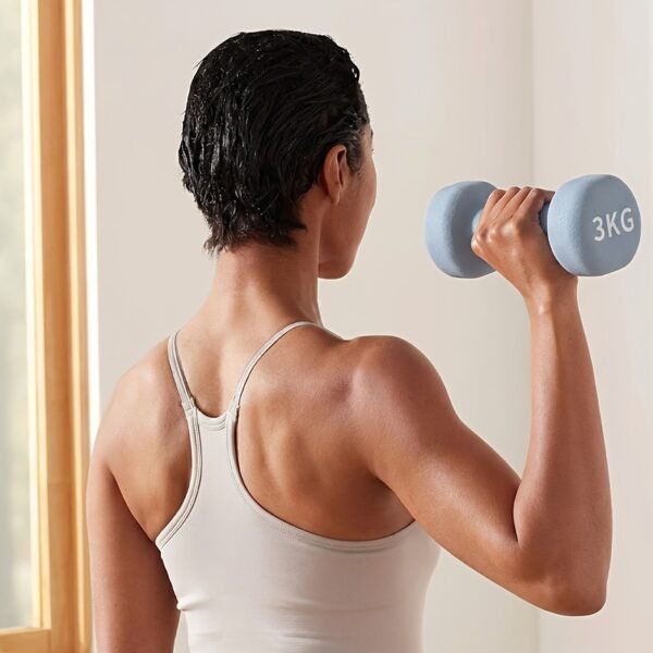 02d0ed2c-34d2-43ff-97d1-262d8f7146e1.jpg Premium 3kg Dumbbell Set (2 Pack) Multi-Size Frosted Vinyl Anti-Slip Anti-Roll Weights