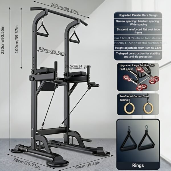 eca4affc2e326dffe06cd37740c8c4b7_1766828326320.jpg Multifunctional Pull-Up & Dip Station Single & Double Bar Home Gym Fitness Equipment